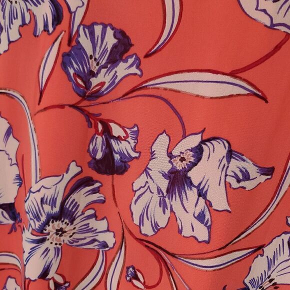 Jessica Howard Floral Coral Dress.  Sleeveless. Overlay of dress is open down ba - Picture 3 of 15